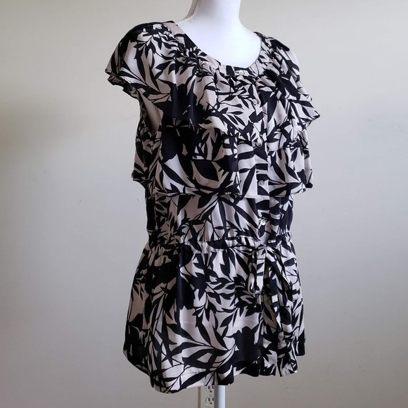Alfani Silk Ruffle Print Blouse  Size 10 - Picture 3 of 8